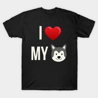 I Love My Husky - Siberian Husky Puppy Dog Face T-Shirt